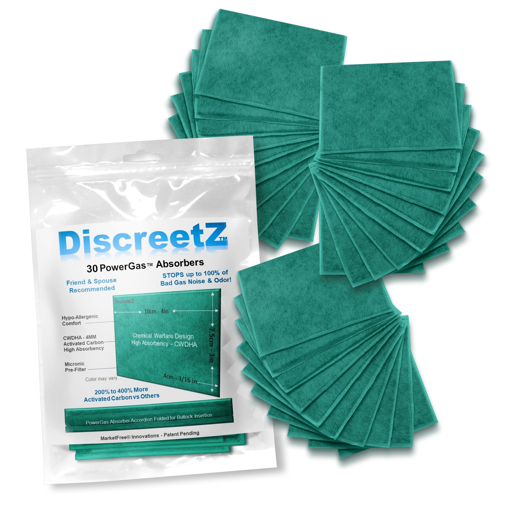 Flatulence Eliminators can End Odor & Noise up to 100%! Stop Loud Smelly Flatulence Embarrassment P-30 PowerGas Absorbers for Bad Gas Days. (Bulk Pack)