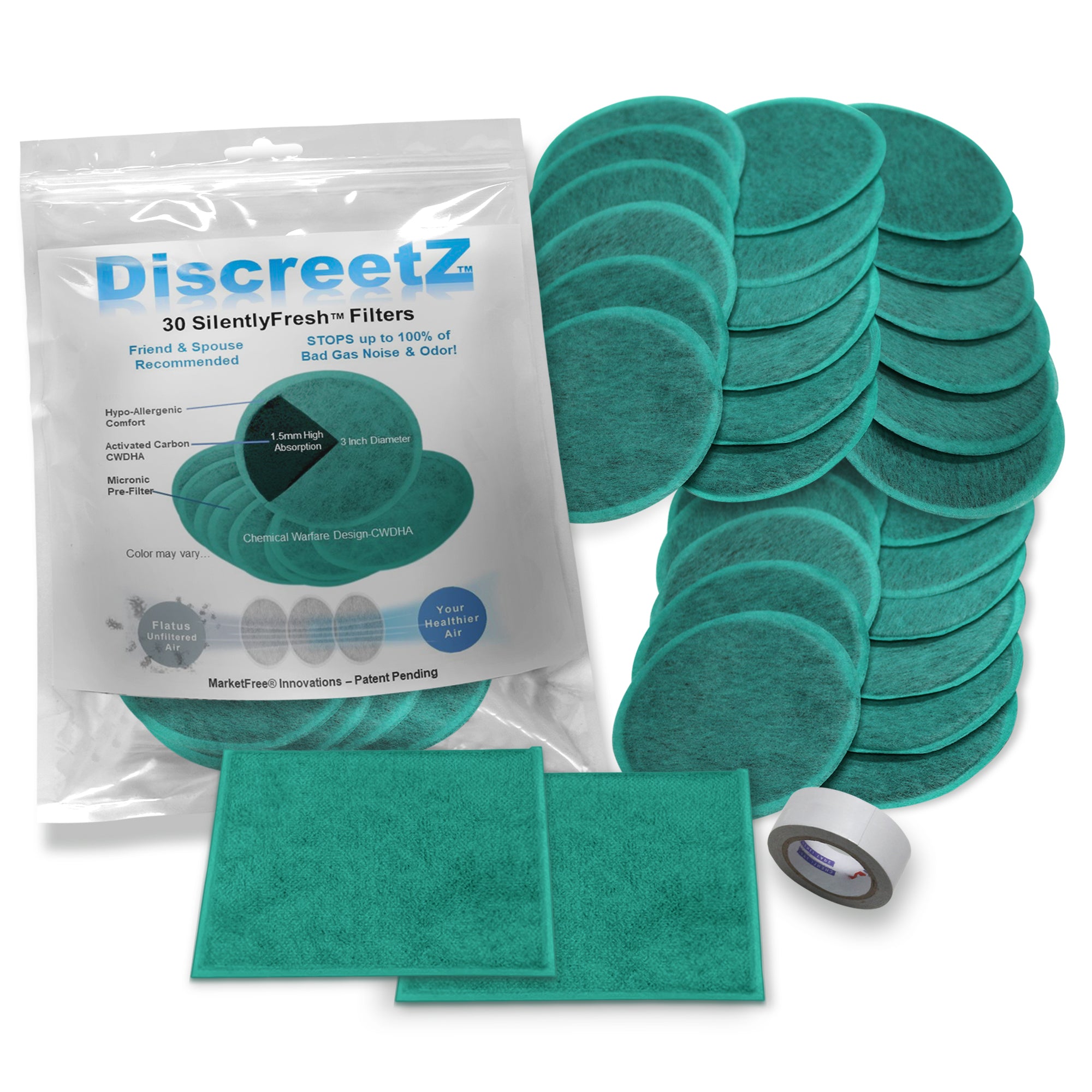 Effective fart eliminators stop odors & farting noises up to 100%. End loud, smelly flatulence embarrassment! S-30 SilentlyFresh Filters for Mild Gas Days. (Value Pack)